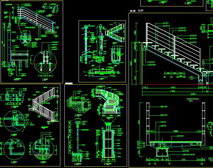 楼梯扶手凯发旗舰厅施工图9套CAD图纸(图2)