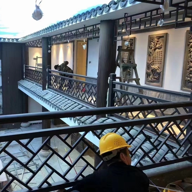 中式仿古铝合金阳台护栏复古铝合金栏杆(图3)