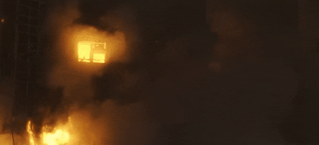 最初发现只有一点结果连烧八大楼！目击者：一栋栋烧烧到爆炸