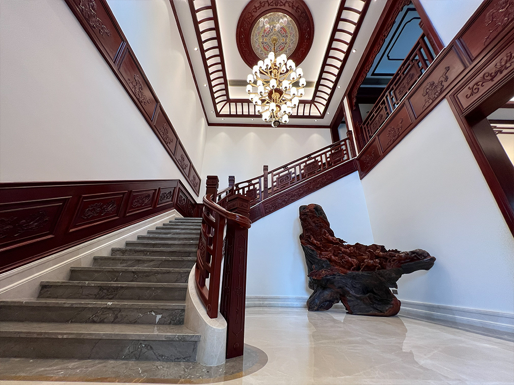 凯发国际莱安华筑古建红木整装案例:贵州遵义赤水700㎡别墅非洲紫檀中式装修实景赏析(图6)