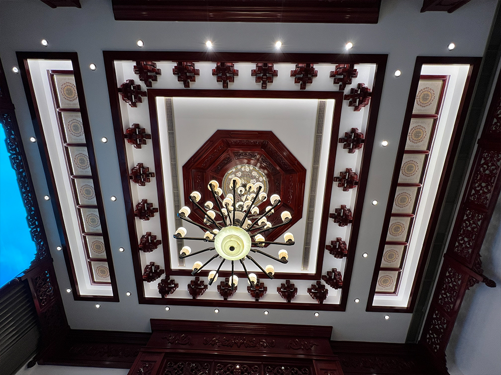 凯发国际莱安华筑古建红木整装案例:贵州遵义赤水700㎡别墅非洲紫檀中式装修实景赏析(图9)