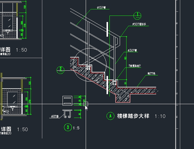 ag凯发多层不锈钢楼梯扶手详图靠墙扶手节点楼梯踏步大样cad(图2)