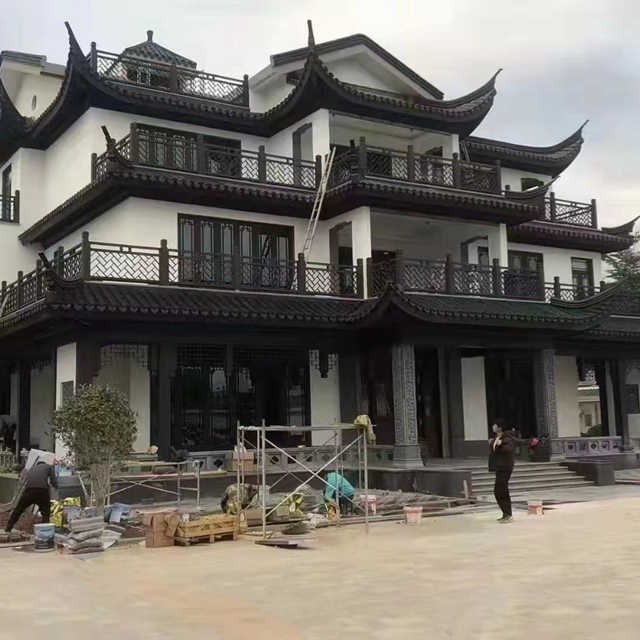 四合院仿古铝合金护栏中式铝艺护栏厂家(图2)